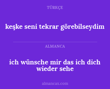 ich wünsche mir das ich dich wieder sehe - keşke seni tekrar görebilseydim