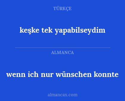 keşke tek yapabilseydim - wenn ich nur wünschen konnte
