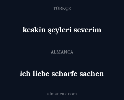 ich liebe scharfe sachen - keskin şeyleri severim