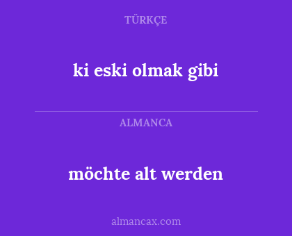 möchte alt werden - ki eski olmak gibi
