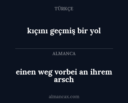 einen weg vorbei an ihrem arsch - kıçını geçmiş bir yol