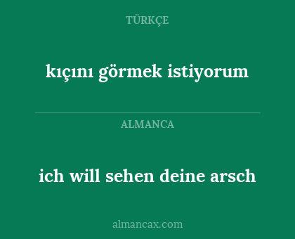 ich will sehen deine arsch - kıçını görmek istiyorum