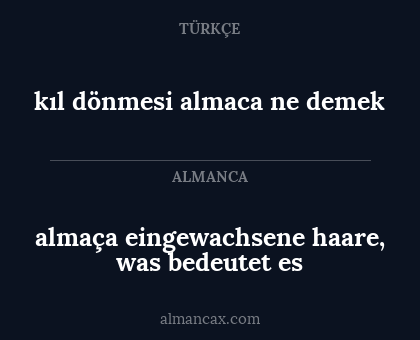 kıl dönmesi almaca ne demek - almaça eingewachsene haare, was bedeutet es