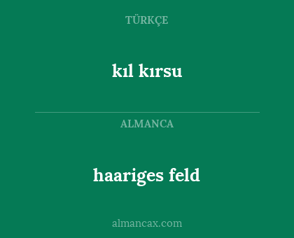 kıl kırsu - haariges feld