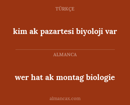 kim ak pazartesi biyoloji var - wer hat ak montag biologie