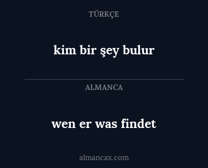 kim bir şey bulur - wen er was findet