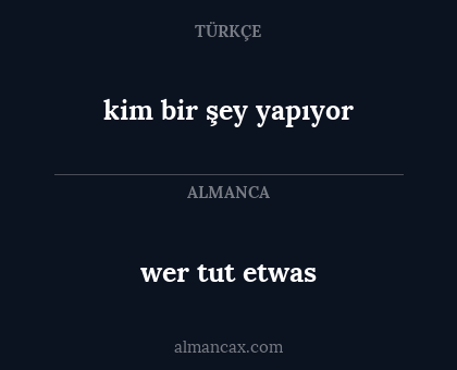 kim bir şey yapıyor - wer tut etwas