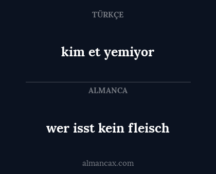 wer isst kein fleisch - kim et yemiyor