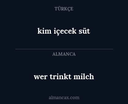wer trinkt milch - kim içecek süt