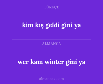 wer kam winter gini ya - kim kış geldi gini ya