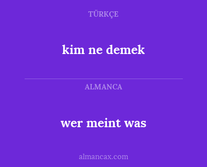 wer meint was - kim ne demek