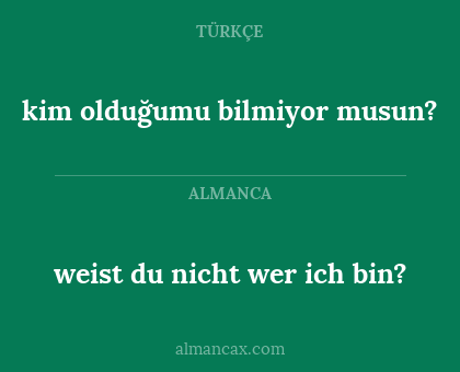 kim olduğumu bilmiyor musun? - weist du nicht wer ich bin?