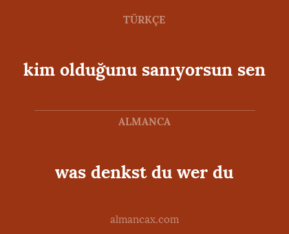 was denkst du wer du - kim olduğunu sanıyorsun sen