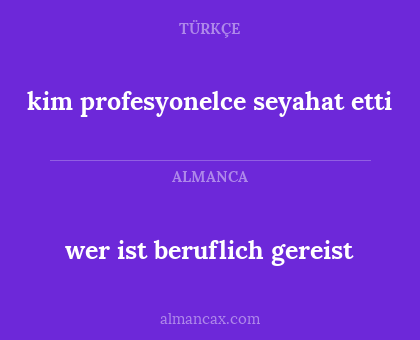 wer ist beruflich gereist - kim profesyonelce seyahat etti
