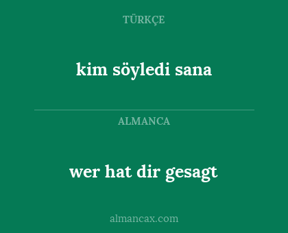 wer hat dir gesagt - kim söyledi sana