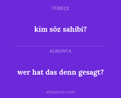 kim söz sahibi? - wer hat das denn gesagt?