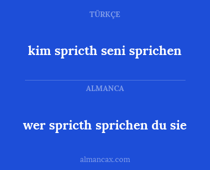 wer spricth sprichen du sie - kim spricth seni sprichen