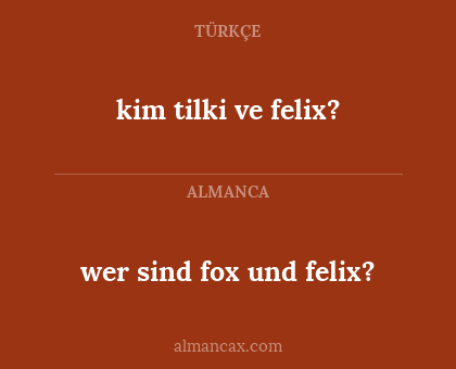kim tilki ve felix? - wer sind fox und felix?