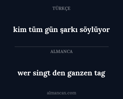 wer singt den ganzen tag - kim tüm gün şarkı söylüyor