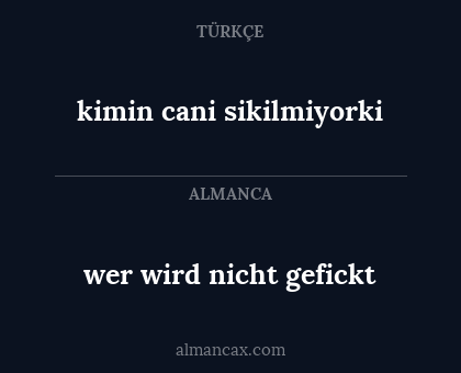 wer wird nicht gefickt - kimin cani sikilmiyorki