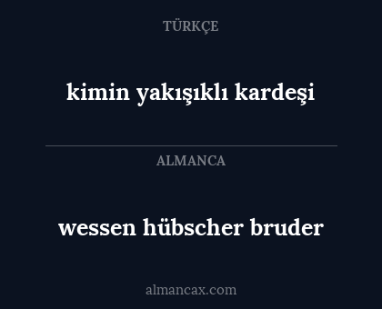kimin yakışıklı kardeşi - wessen hübscher bruder