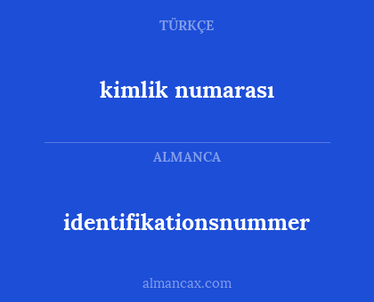 identifikationsnummer - kimlik numarası