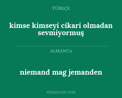 niemand mag jemanden - kimse kimseyi cikari olmadan sevmiyormuş