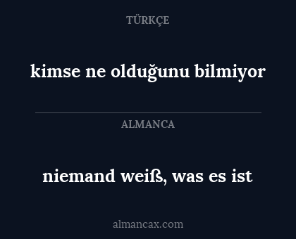 kimse ne olduğunu bilmiyor - niemand weiß, was es ist