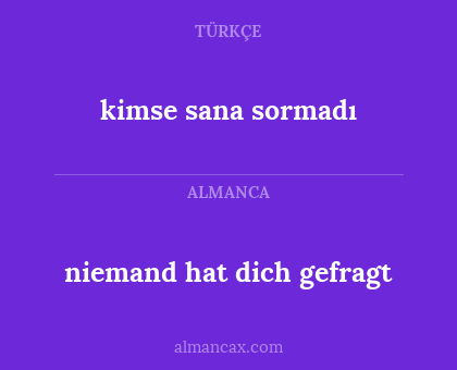 kimse sana sormadı - niemand hat dich gefragt
