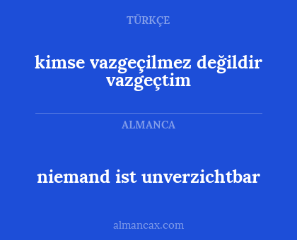 niemand ist unverzichtbar - kimse vazgeçilmez değildir vazgeçtim