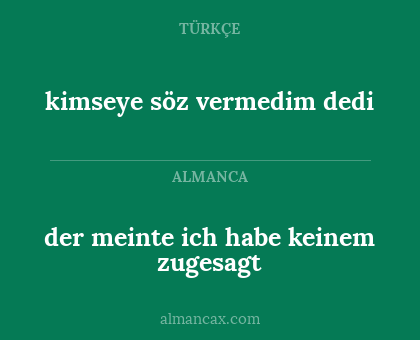 der meinte ich habe keinem zugesagt - kimseye söz vermedim dedi