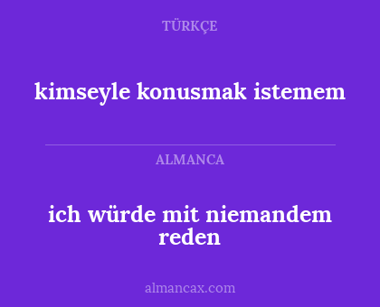 ich würde mit niemandem reden - kimseyle konusmak istemem