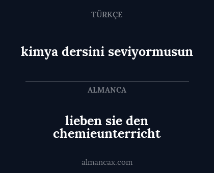 lieben sie den chemieunterricht - kimya dersini seviyormusun