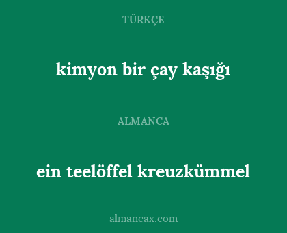 kimyon bir çay kaşığı - ein teelöffel kreuzkümmel