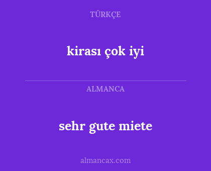 sehr gute miete - kirası çok iyi