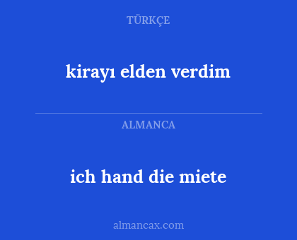 kirayı elden verdim - ich hand die miete