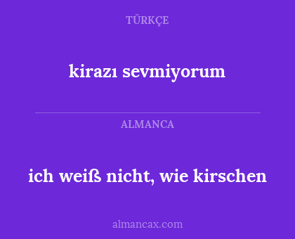 ich weiß nicht, wie kirschen - kirazı sevmiyorum