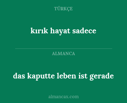 das kaputte leben ist gerade - kırık hayat sadece