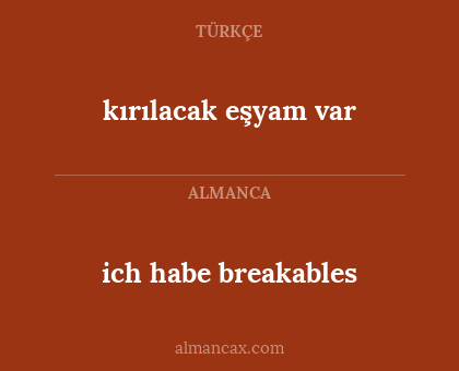 ich habe breakables - kırılacak eşyam var
