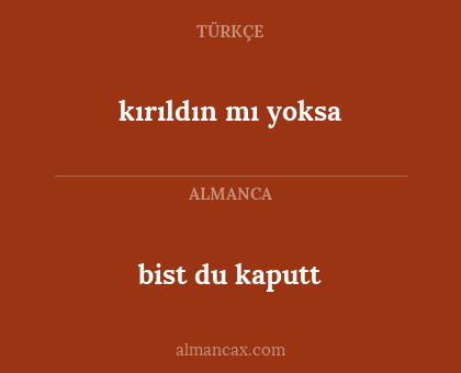 kırıldın mı yoksa - bist du kaputt