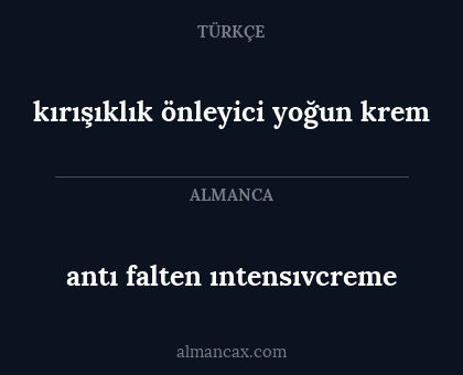 kırışıklık önleyici yoğun krem - antı falten ıntensıvcreme