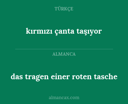 das tragen einer roten tasche - kırmızı çanta taşıyor