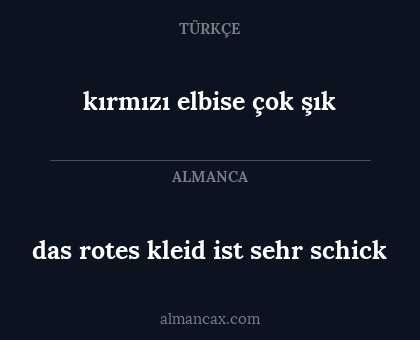 das rotes kleid ist sehr schick - kırmızı elbise çok şık