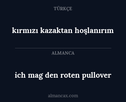 ich mag den roten pullover - kırmızı kazaktan hoşlanırım