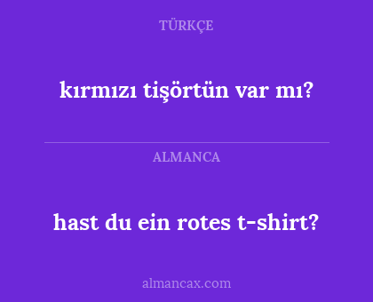 hast du ein rotes t-shirt? - kırmızı tişörtün var mı?