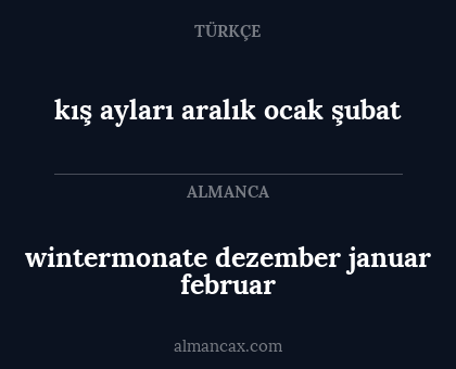 wintermonate dezember januar februar - kış ayları aralık ocak şubat
