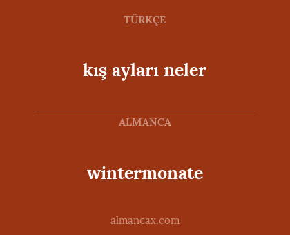kış ayları neler - wintermonate