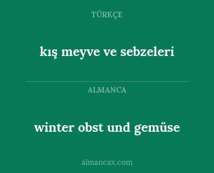 winter obst und gemüse - kış meyve ve sebzeleri