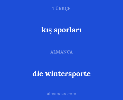 kış sporları - die wintersporte