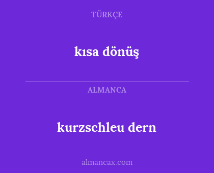 kurzschleu
dern - kısa dönüş